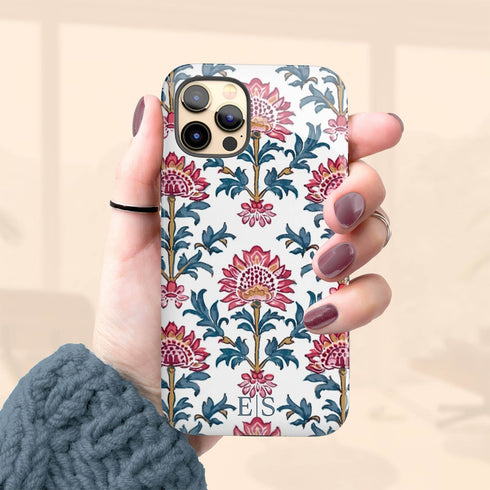 Custom Initials Boho Indian Jaipur Block Print iPhone Case